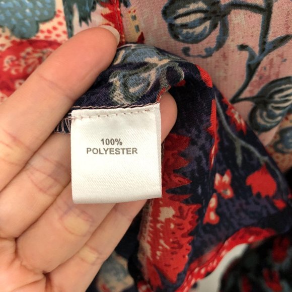 Jorja Red Blue Floral Open Front Long Sleeve Sheer Kimono XL - Picture 6 of 6